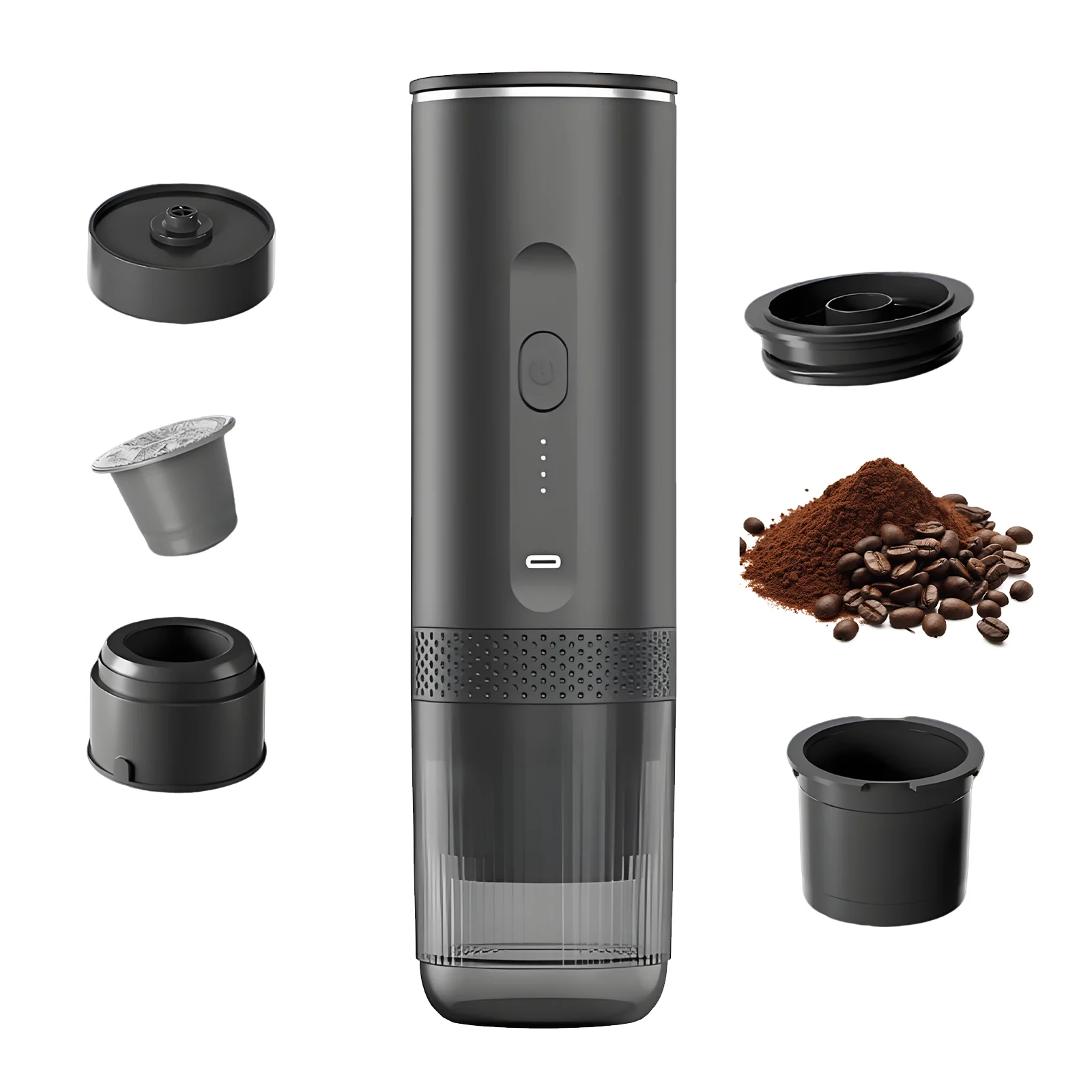 Machine à café électrique sans fil 2-en-1 pour voiture et maison, camping, portable, pour capsules et café moulu