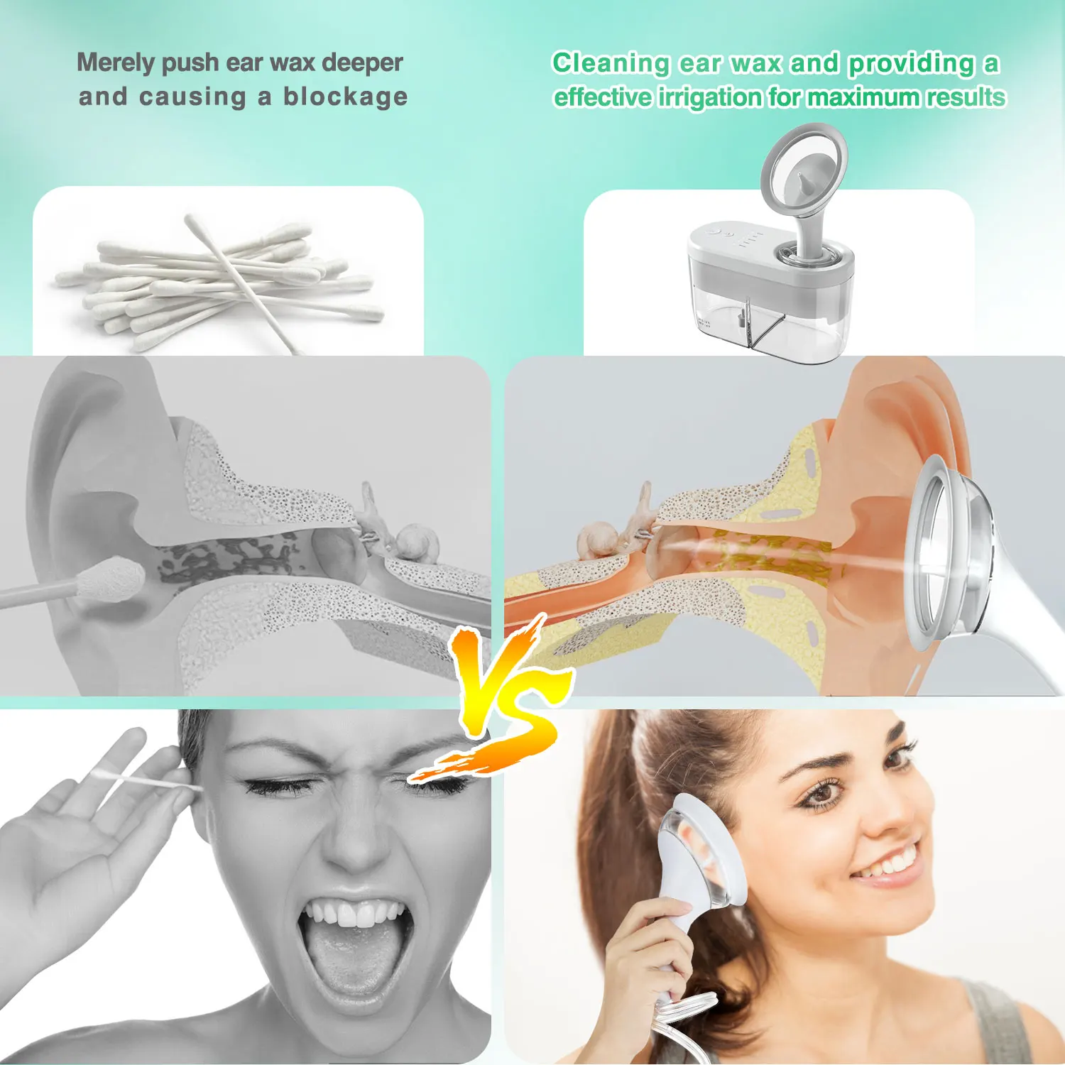 Electric Earwax Remover Ear Infection Cleaning Ear Washer 4 Levels Soft Ear Tips Cleaner Safe For Adults Ear irrigator Dropship