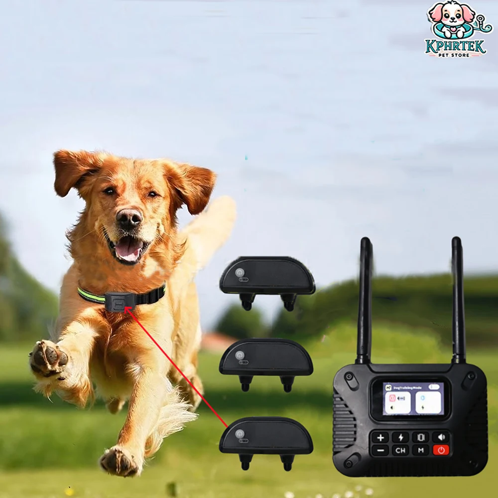 

3 Dogs 800Ft Wireless Dog Fence & Training Collar Set – Rechargeable Bark Control with Remote, Vibration & Shock Modes