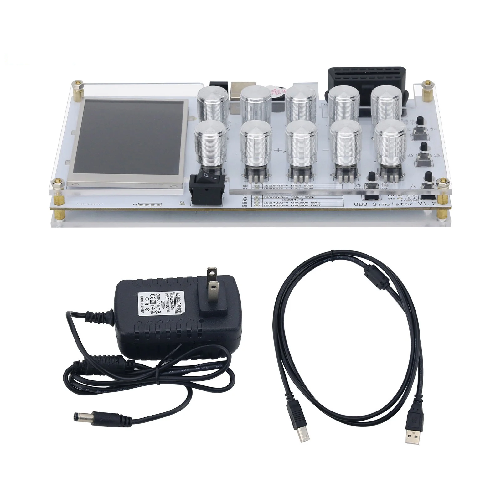 Car OBD Simulator ELM327 ECU Simulator J1939 OBD II ELM327 Development Test CAN With LCD Screen OBD2 ECU Simulator Test Platform