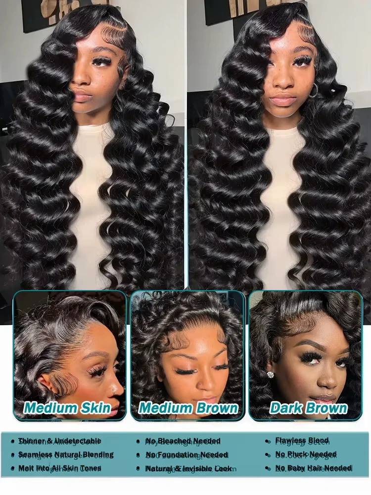 Wig Rambut Asli Gelombang Longgar 38 40 Inch 13x6 HD Lace Frontal Wig Hitam Alami Rambut Manusia Keriting Remy Lace Front Dengan Baby Hair Untuk Wanita