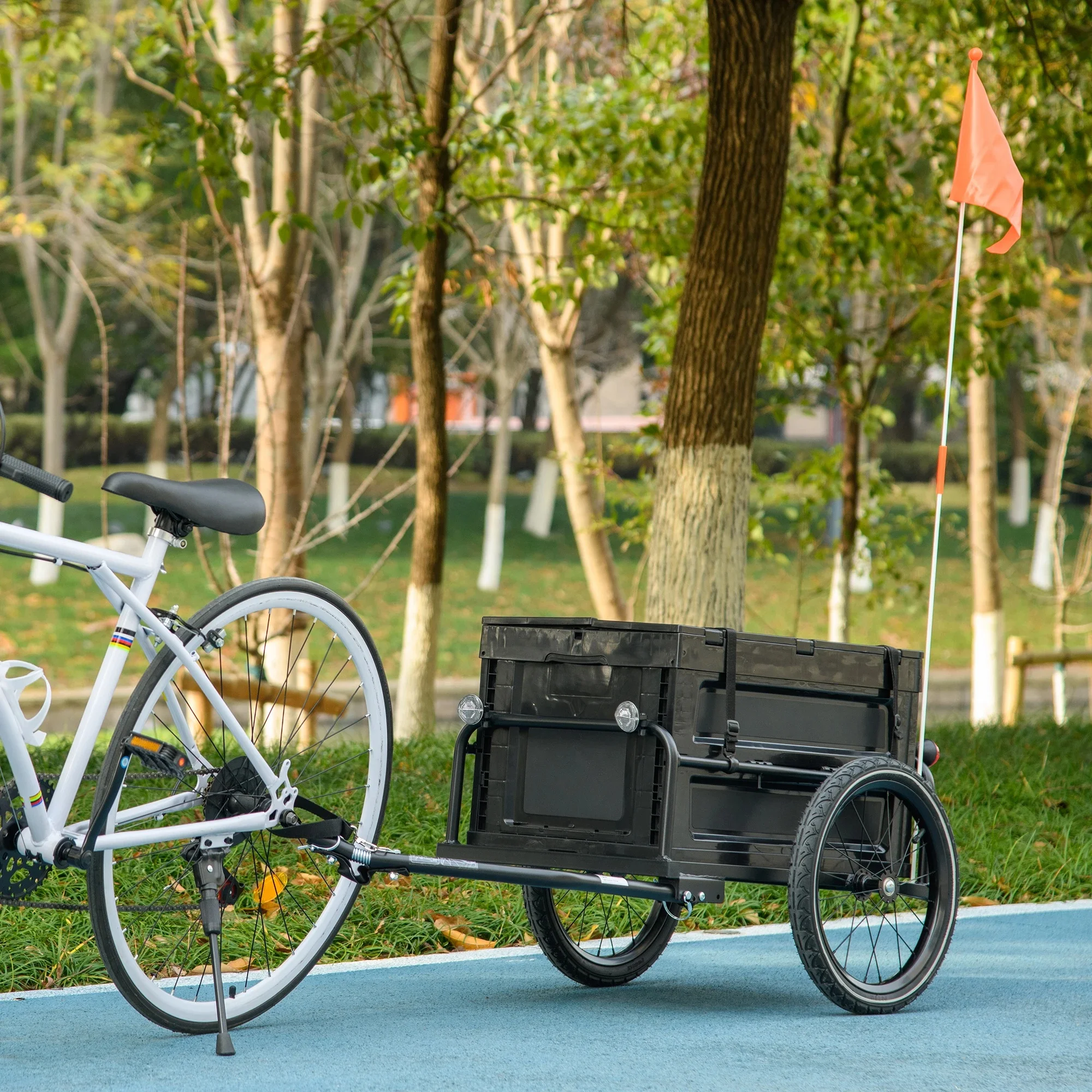 AliExpress HOMCOM Bicycle Trailer with 65L Foldable Storage Box and Pneumatic Tyres, Black