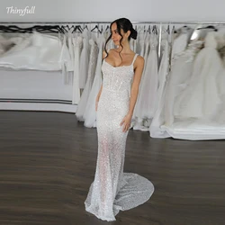 Thinyfull Glitter Mermaid Wedding Dresses Sweetheart Sleeveless Sequined Women Bridals Gowns Bridal Party Gown vestidos novia