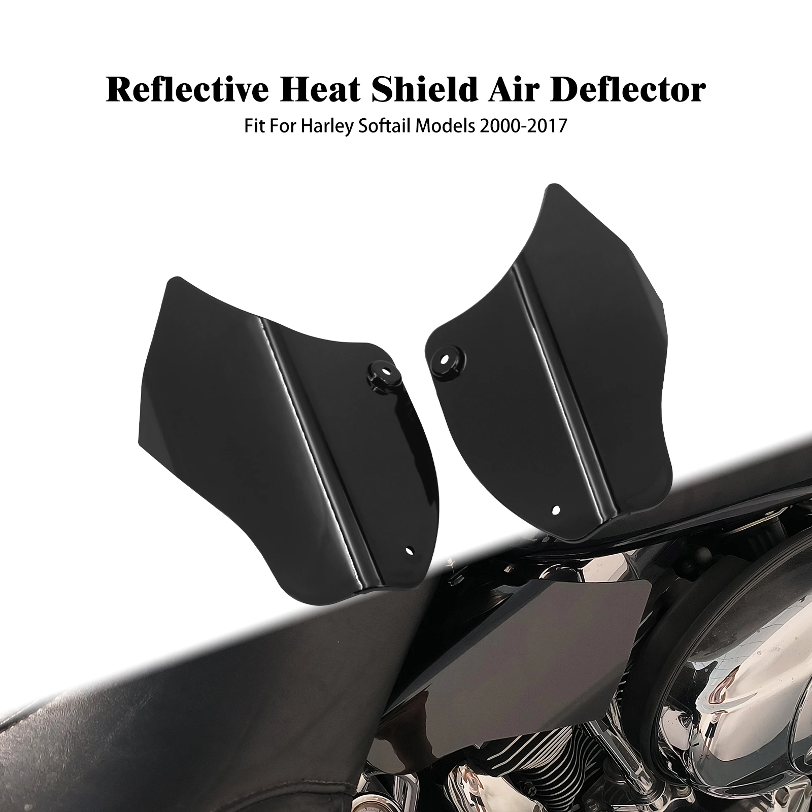 

Motorcycle Air Heat Deflector Shield Reflective Saddle Heat Shield For Harley Softail Slim FLS Fatboy FLSTF FLSTN FLBRS 2000-17