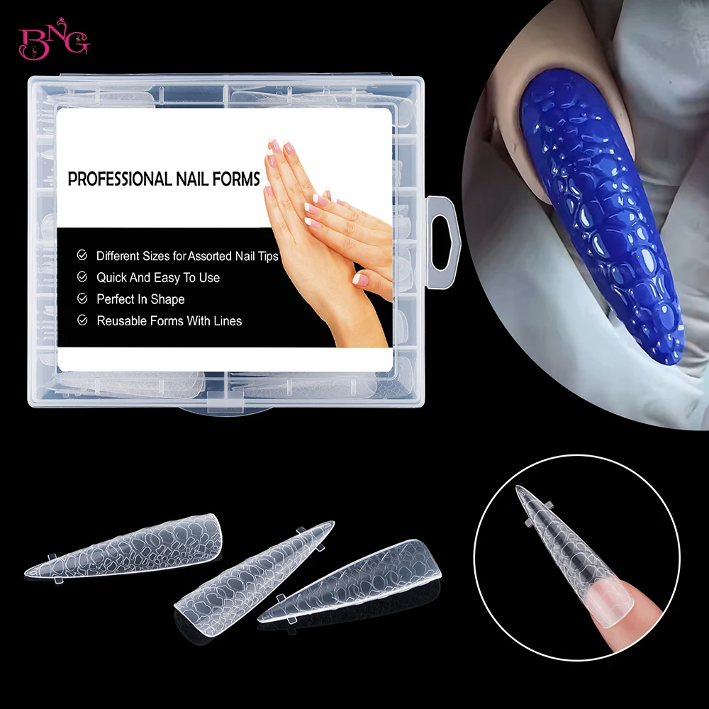 New 3D Dual Forms Nails for Poly Nail Gel Snake Relief Design Top Forms for Extension Acrylic Nail Molds Manicure Tools