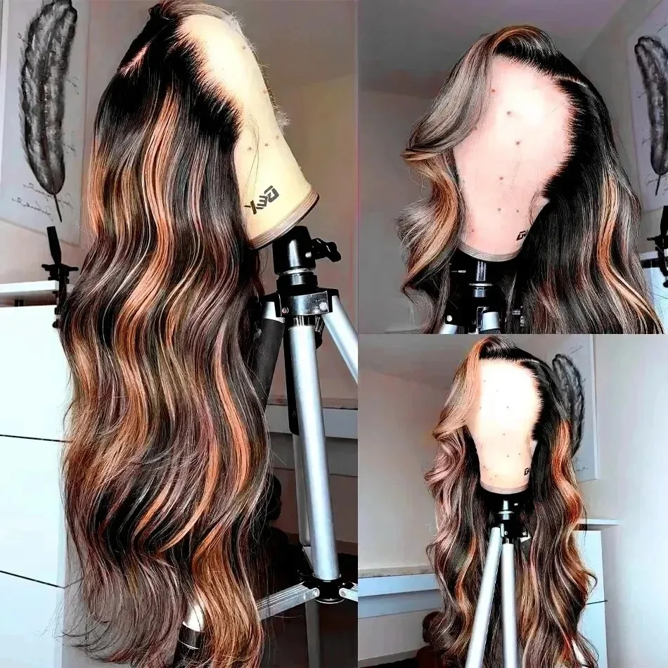 

YKB 300% HD 13X6 Ombre Highlight 1B/30 Wigs Human Hair Brown Body Wave 13x6 HD Lace Frontal Wig Water Wave Peruvian For Women