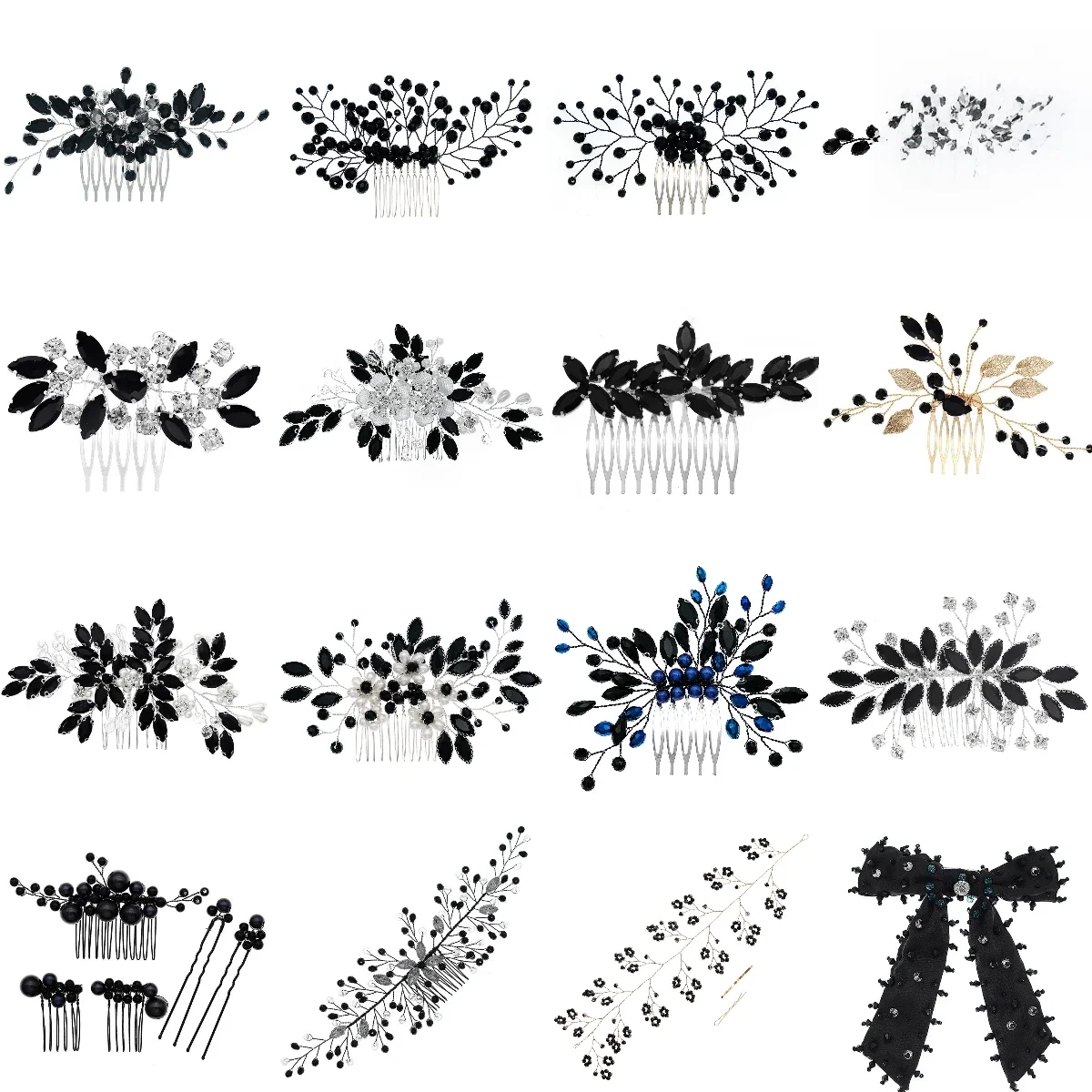 Peigne à cheveux de mariée de Style foncé, série noire, couvre-chef de mariage, accessoires pour cheveux, cadeaux de fête d'halloween à la mode pour femmes