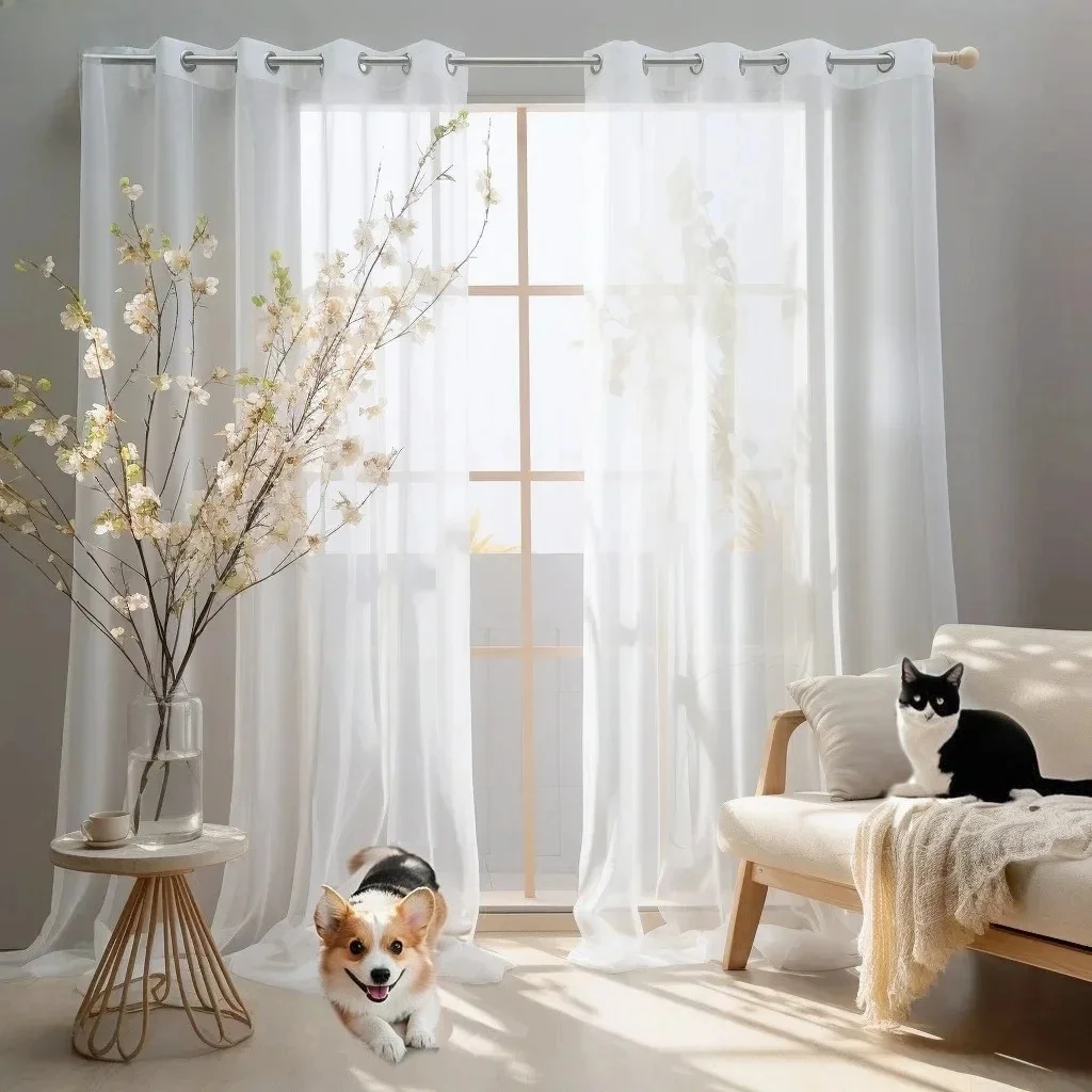 Heimdekoration, durchsichtige Tüllvorhänge für Wohnzimmer, Schlafzimmer, Esszimmer, Dekoration, Fenster, Halbschattierung, Behandlung, Voile-Drape, luxuriöse Tür