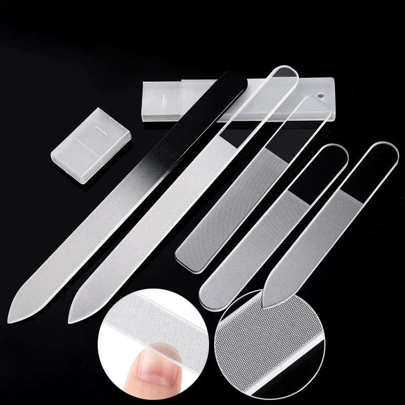 Lime à ongles en verre transparent, grain de polissage, ponçage, meulage, manucure, ensemble d'outils d'art des ongles, scie à ongles professionnelle Nano en verre