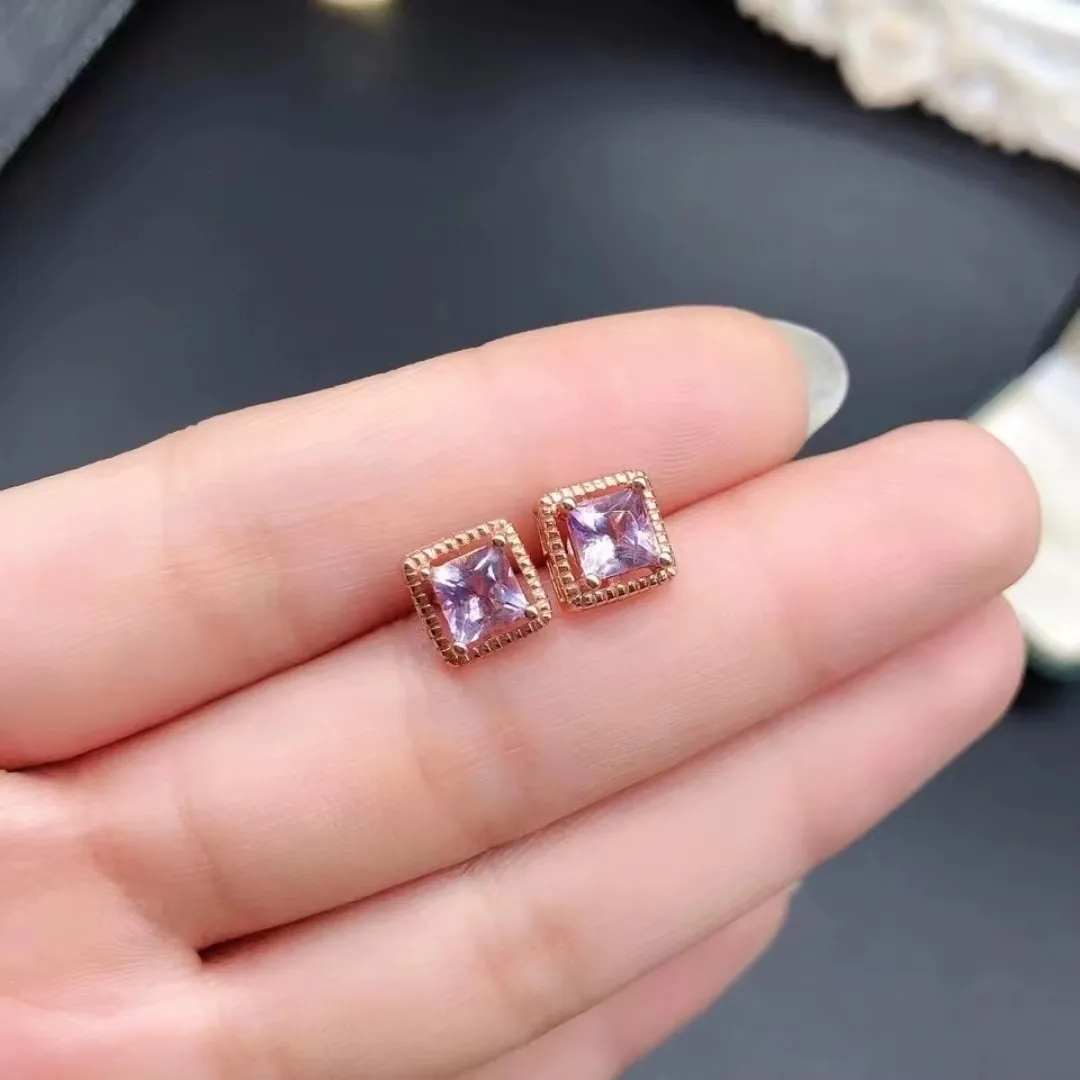 KJJEAXCMY Brand Boutique Jewelry 925 Sterling Silver Natural Amethyst Women's Earrings Handmade for Girls' Birthday Party Gifts. - view 5
