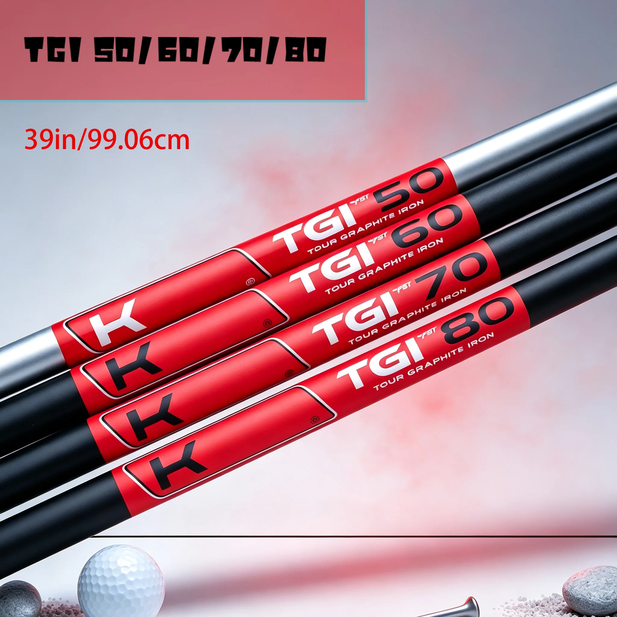 Red and Black & Silver New Tgi Carbon Iron Shafts, Suitable for Iron Set Modification, Multiple Hardness Options (50/60/70/80), 0.370 Shaft Tip Interface, High Elasticity and Anti-Twist Design, Corrects Swing Deviation, Upgrade Accessories for Amateur and Advanced Golfers
