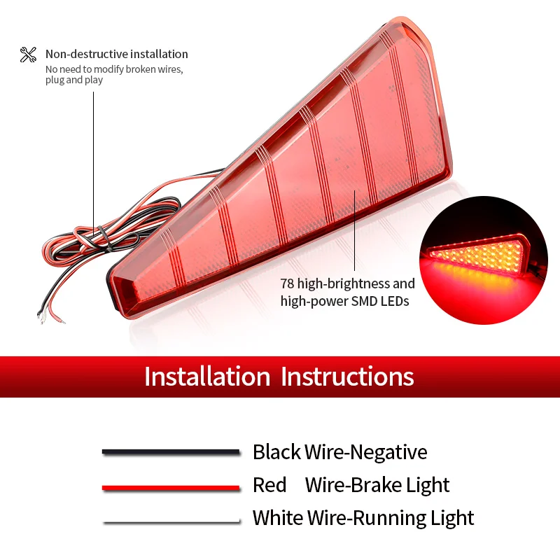 

2PCS LED Rear Bumper Brake lights Canbus For Toyota NOAH VOXY 80 Series Red/Smoked Lens Tail Stop Warning Lamps Car Accessories