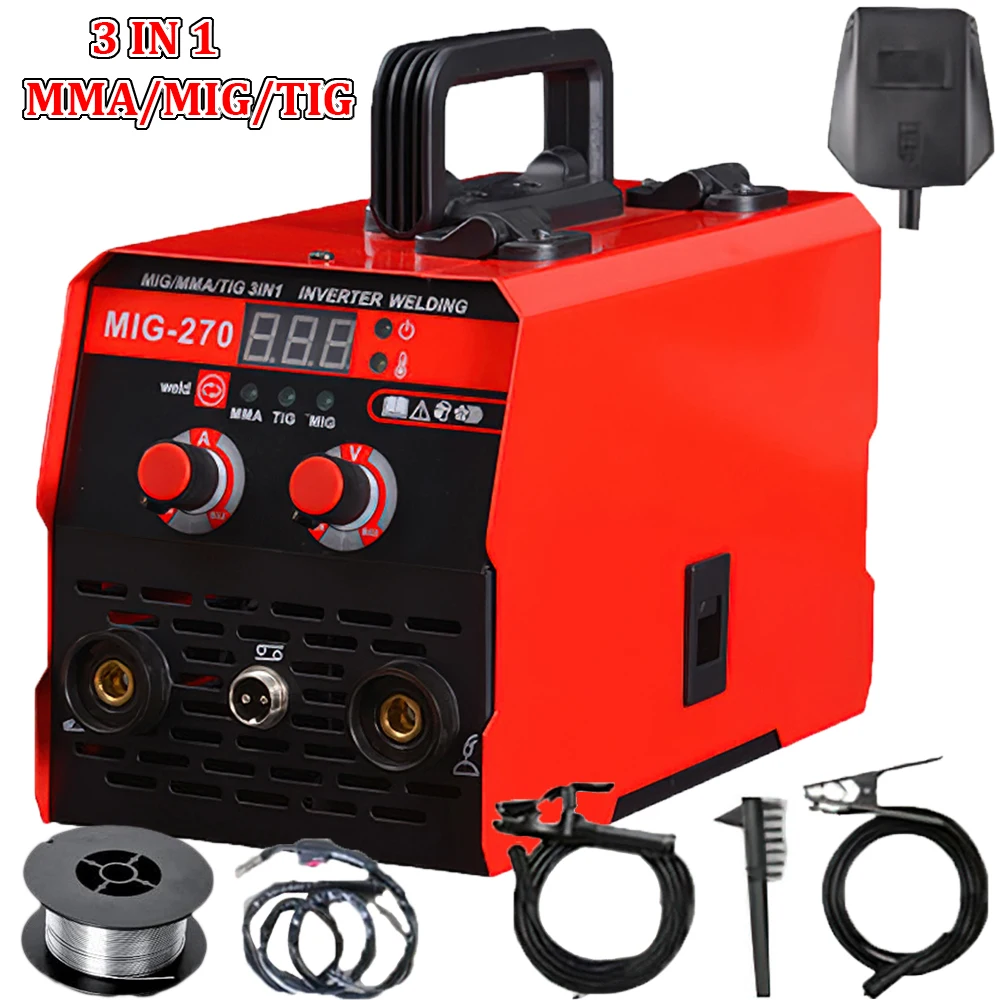 3 In 1 MIG MMA TIG Welding Machine MIG-270 20-250A ARC Welding Machine Current Adjustable LED Digital Display Electric Welder