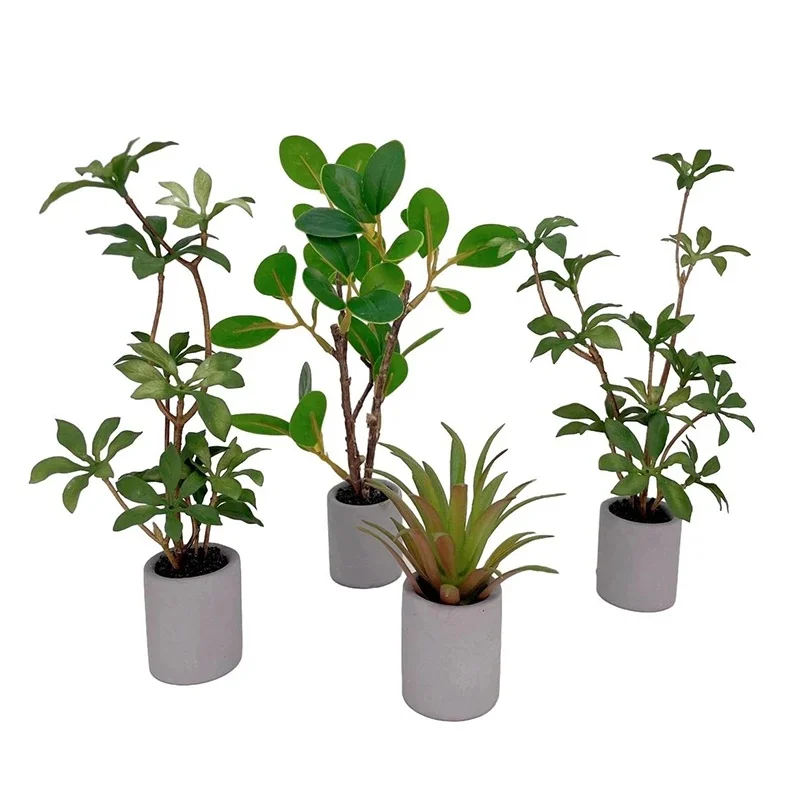 Plante l'inventaire en pot pour maison de courses, plante à feuilles vertes, bonsaï, décoration de jardin, accessoires de maison en beurre, jouet, 1:6