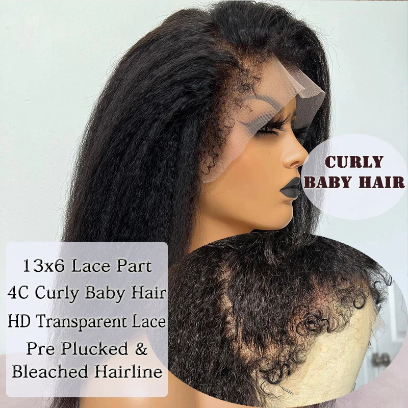 Curly Baby Hair 13x6 Lace Front Human Hair Wigs For Black Women Kinky Straight Yaki Brazilian Virgin Hair Lace Wigs Pre Plucked