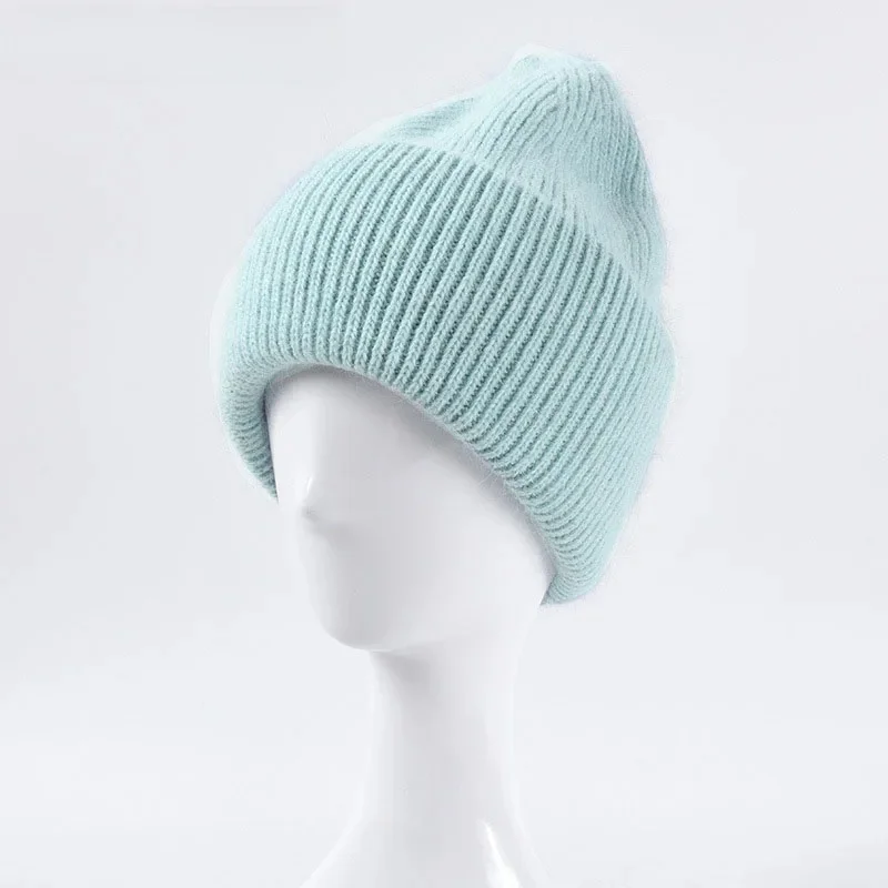 Vente chaude chapeau d'hiver réel fourrure de lapin chapeaux d'hiver pour les femmes mode chaud bonnet chapeaux femmes solide adulte couverture tête casquette