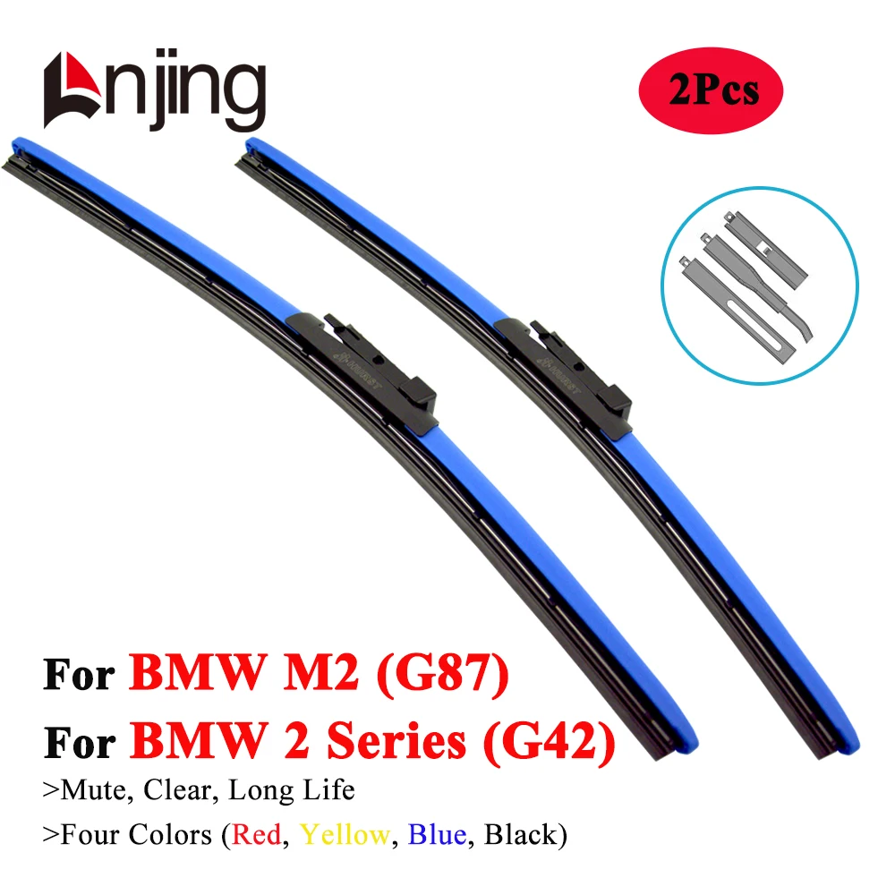 LNJING Colorful Wiper Blades For BMW 2 Series G42 M2 G87 220d 200i m240i Coupe 2021 2022 2023 2024 Car Exterior Luxury Accessory