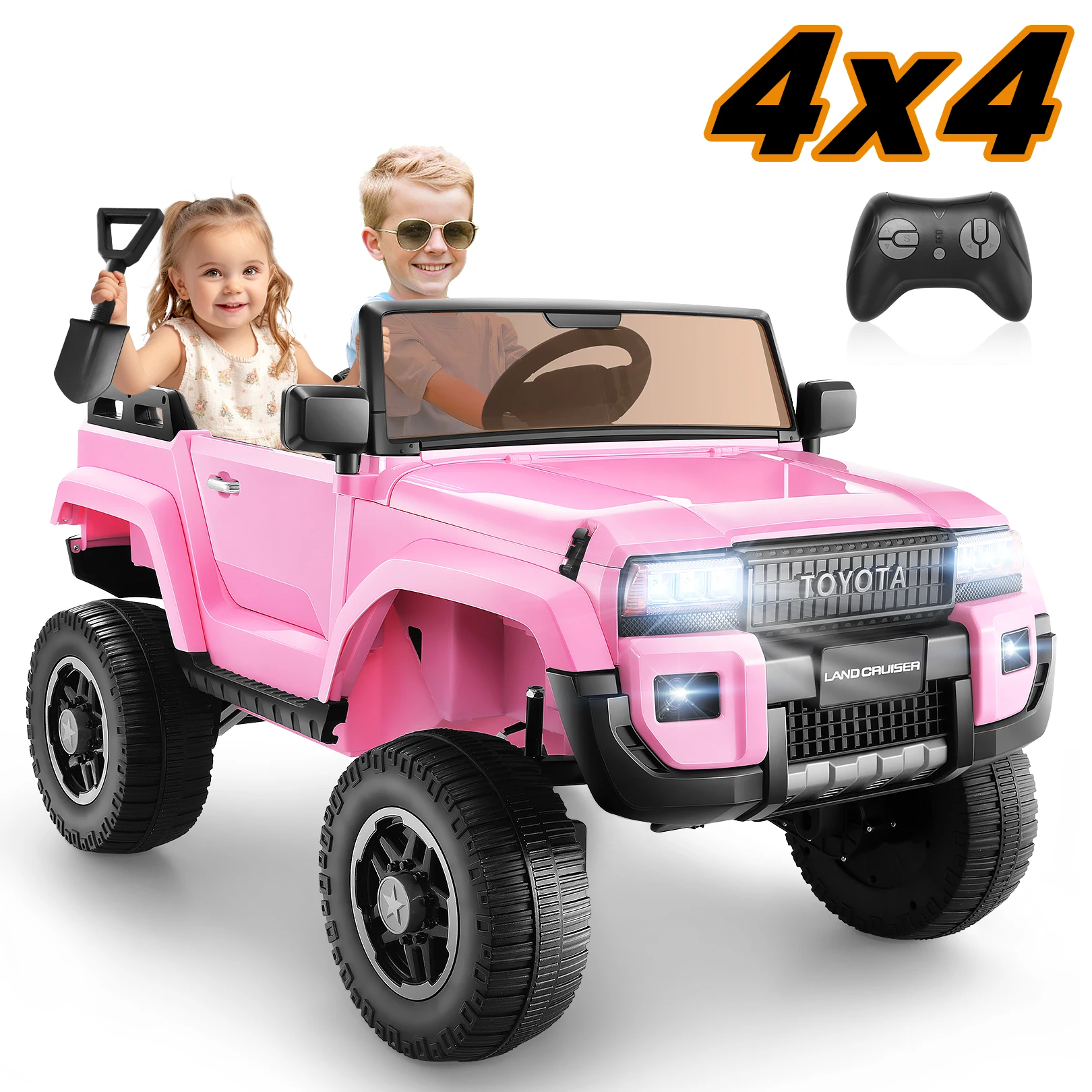 Licensed Toyota LC250, 24V 2 Seater Ride on Cars, Kids Ride on Truck with 2WD/4WD Switchable, Ride on Toys w/ 20 Inch Wide Seat