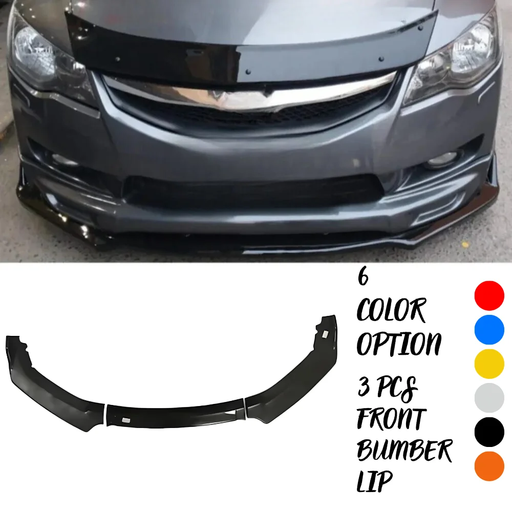 For Honda Civic FD6 2006-2012 Front Bumper Lip body kit Spoiler Splitter lip diffuser 3 pieces front lip sports bumper Universal