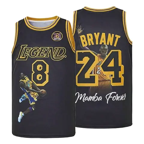 Letter Embroidery Vest，Men's #8-24 Mamba Legend Portrait Commemoration Basketball Jersey，Fan Gift