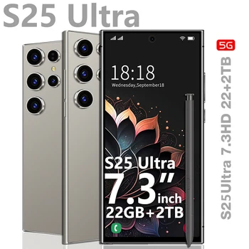 2025 Küresel sürüm Cep Telefonları S25 Ultra 7.3HD Cep Telefonları 22G + 2T Orijinal Akıllı Telefon Çift SIM Android 14 7800 mAh 5G Telefon