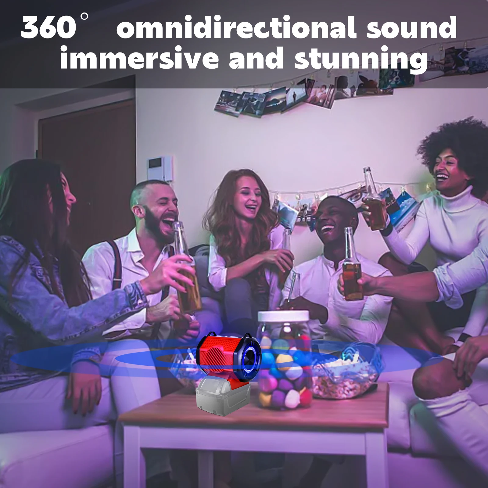 Portable Wireless Speaker with USB & Type-C Charging Port Bluetooth-compatible Speaker for Milwaukee 18V Battery (No Battery)