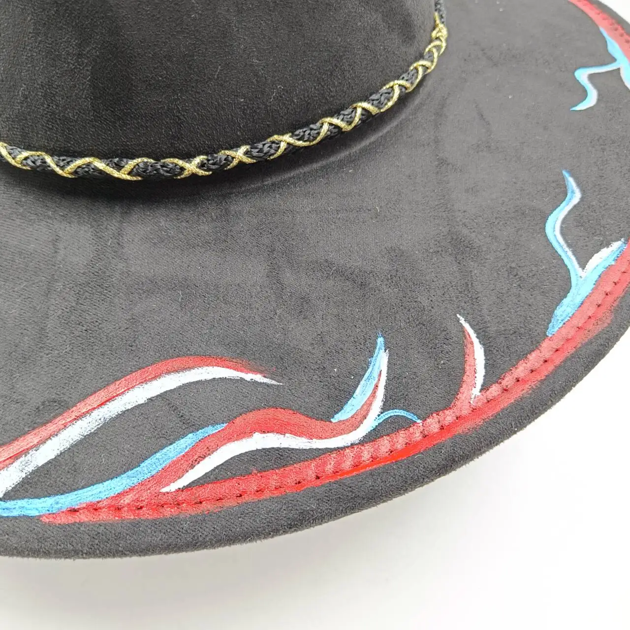 Suede fedora hat for women men diy hand painted retro church jazz hat panama fashion party hat