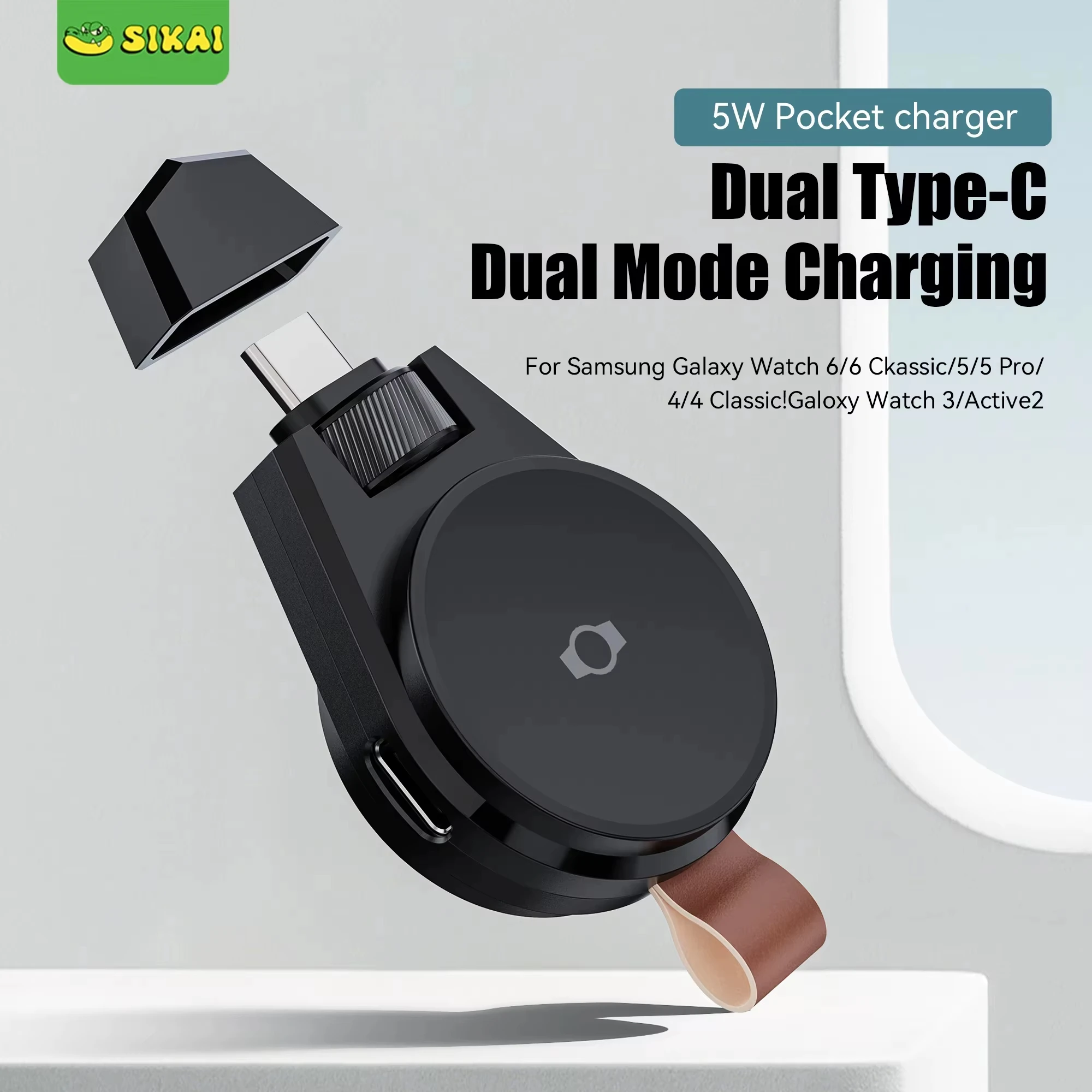 Dual Type c Magnetic Wireless Charger for Samsung Galaxy Watch Ultra/7 6/5/Pro/4/3/Active 2 Dock Charger for Watch 6/4 Classic