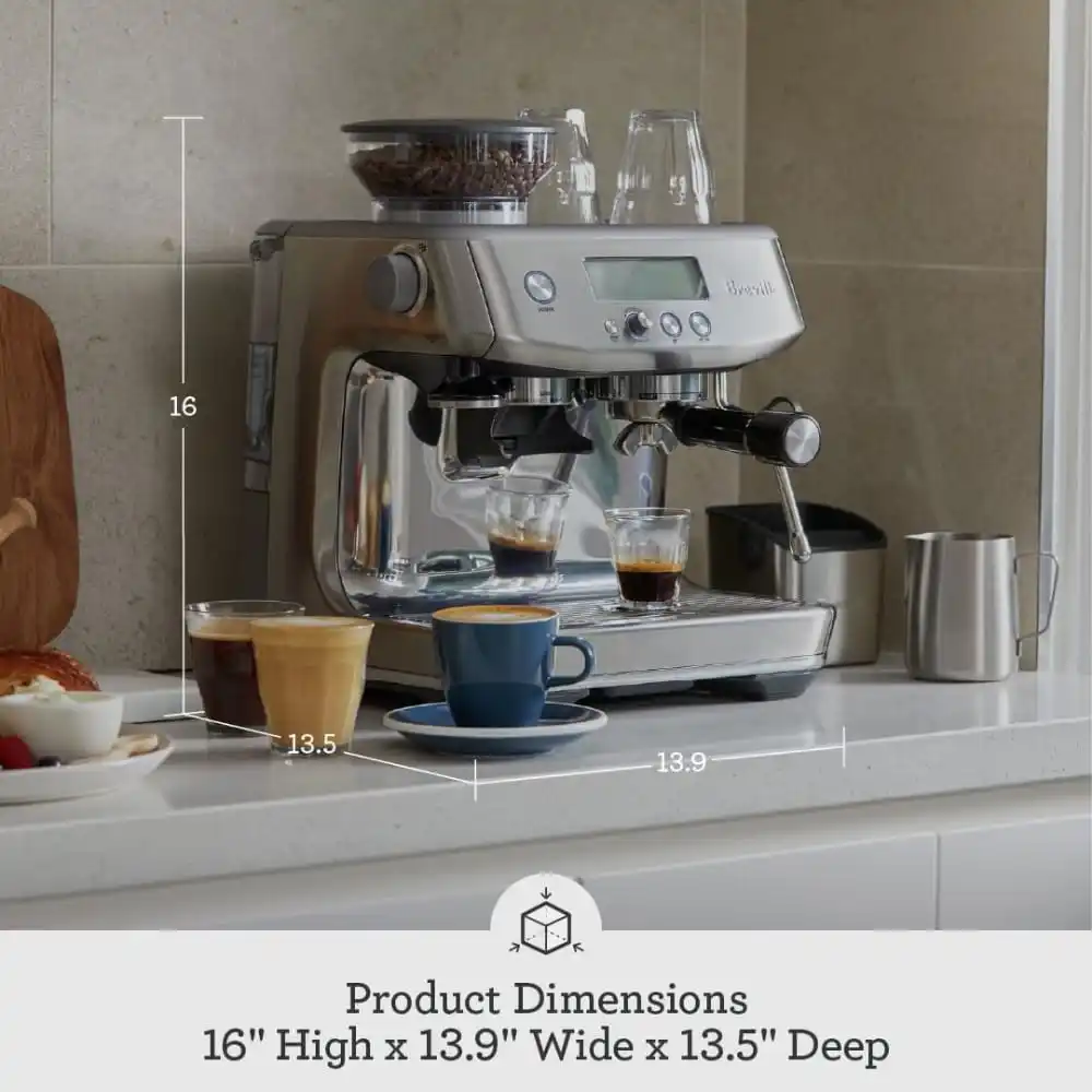 NEW TOP Espresso Maker with Seconds Heat Up, Cappuccino & Latte Machine for Home, BES878DBL, Damson Blue