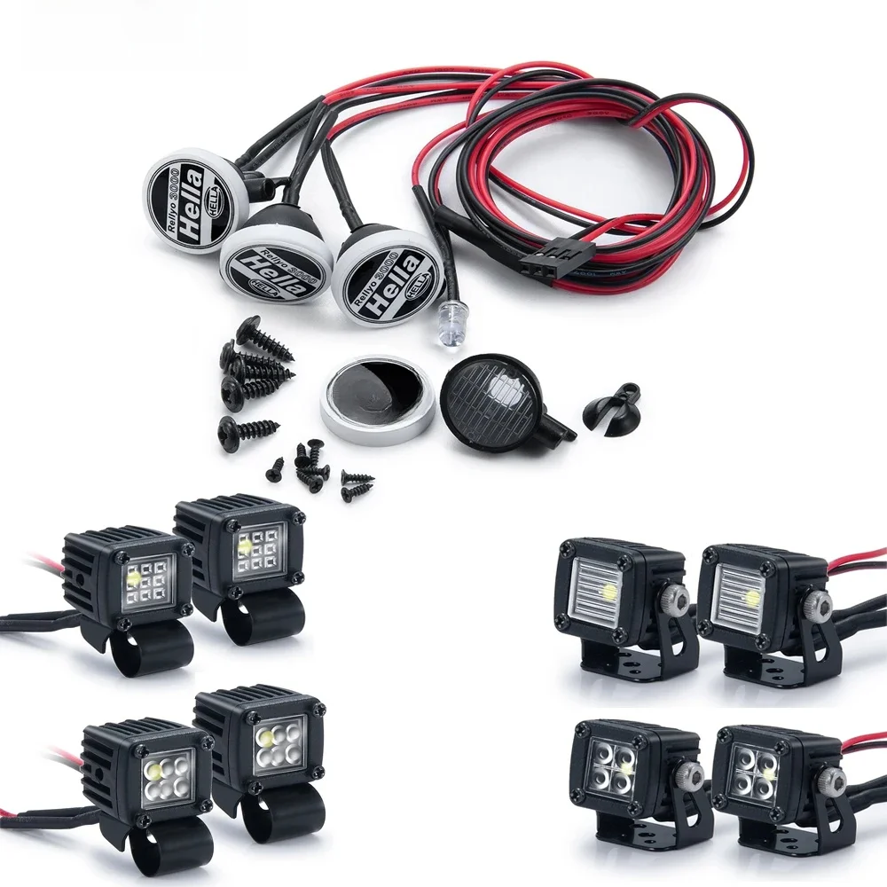 MIBIDAO RC voiture toit rond LED phares projecteur lampe carrée pour Axial SCX10 TRX4 TRX6 RC voiture 2 LED/4 lumière LED pièces de bricolage
