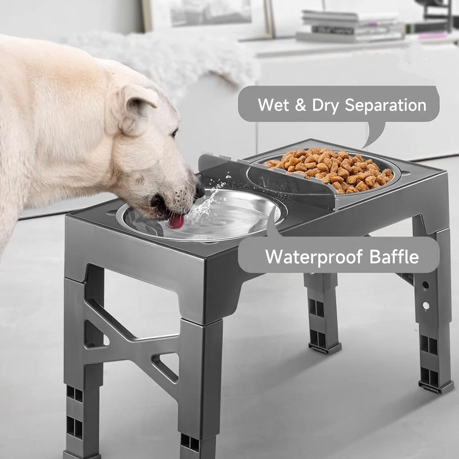 Pet Bowl Stainless Steel Dog Bowl Anti-tipping Liftable Pet Bowl Large Capacity Dog Food Bowl Pet Slow Food Bowl Cat Feeder