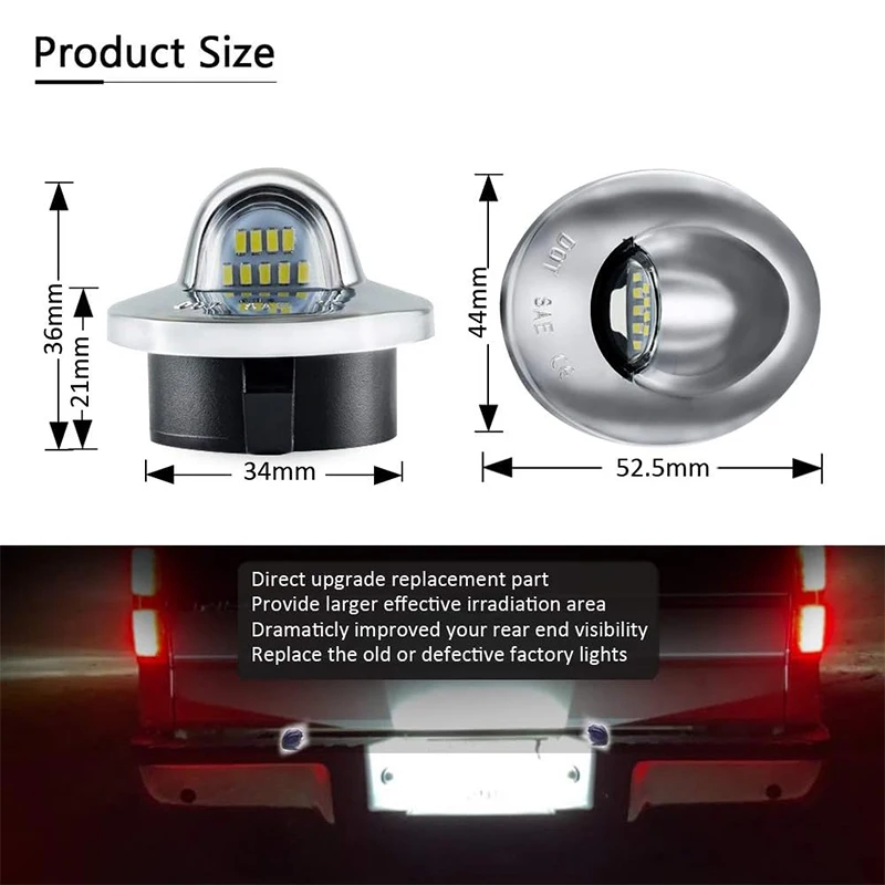 2 قطعة لوحة ترخيص مُضاء أضواء العلامة مجموعة مصابيح لفورد F150 F250 F350 سوبر ديوتي رينجر اكسبلورر برونكو رحلة الأبيض 6000 كيلو #2