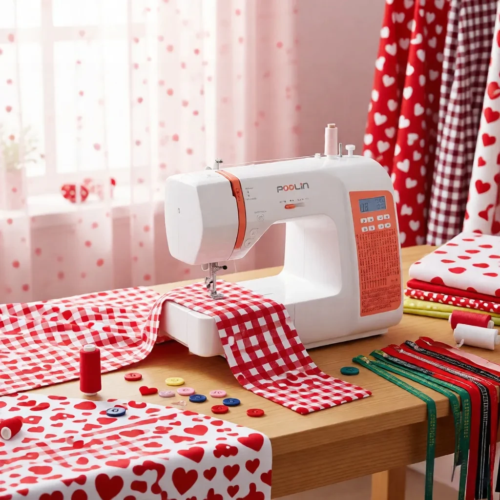 

Швейная машина Poolin EOC02RE для начинающих, компьютеризированная, полнофункциональная, с 200 стежками, 7 насадками, ЖК-дисплеем