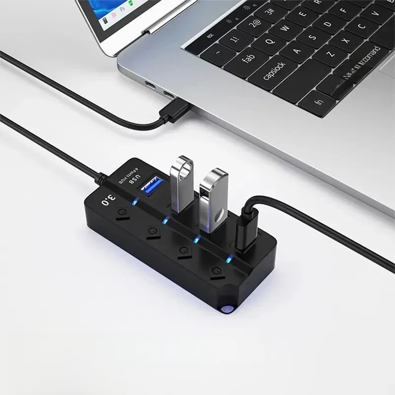 HUB USB3.0 4w1 7w1Rozdzielacz USB 2.0 Adapter USB Wieloportowy niezależny przedłużacz wyłącznika zasilania Kabel 30CM — 2
