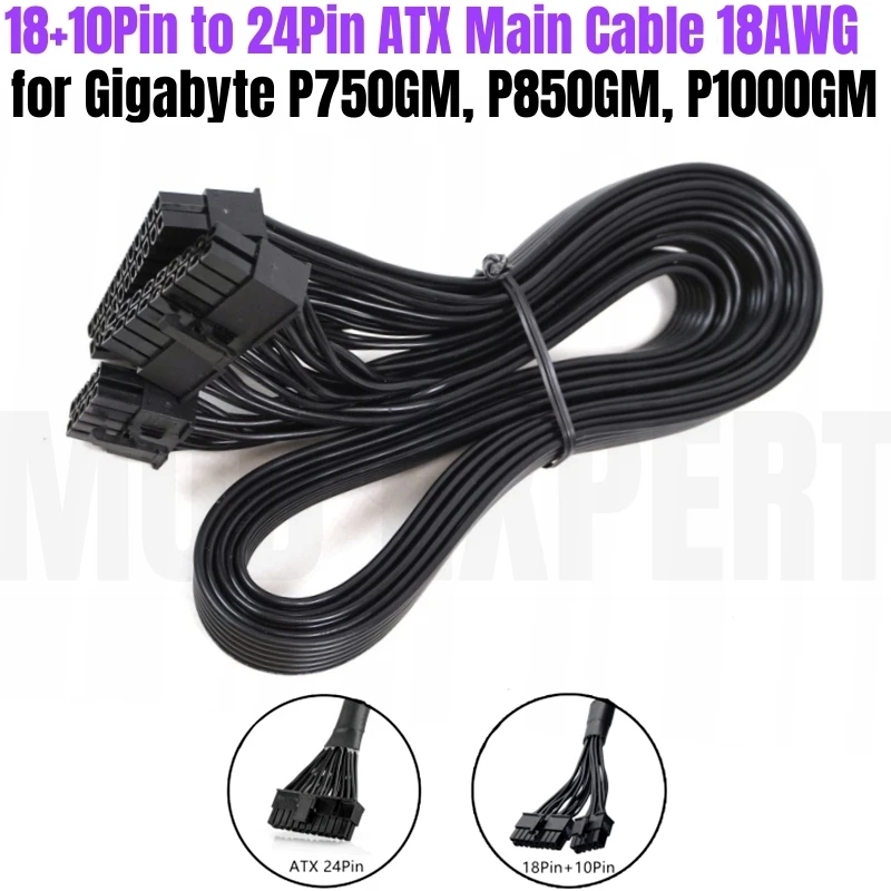 

10Pin+18Pin to 24Pin ATX Main Power Supply Cable for Gigabyte P750GM 750W, P850GM 850W, P1000GM 1000W PGM Gold Fully Modular PSU