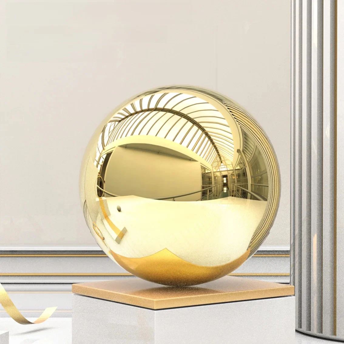 Boule d'observation creuse en acier inoxydable 304, 1 à 10 pièces, sphère en or brillant poli miroir pour ornement de jardin domestique, boule dorée de 19 à 300mm