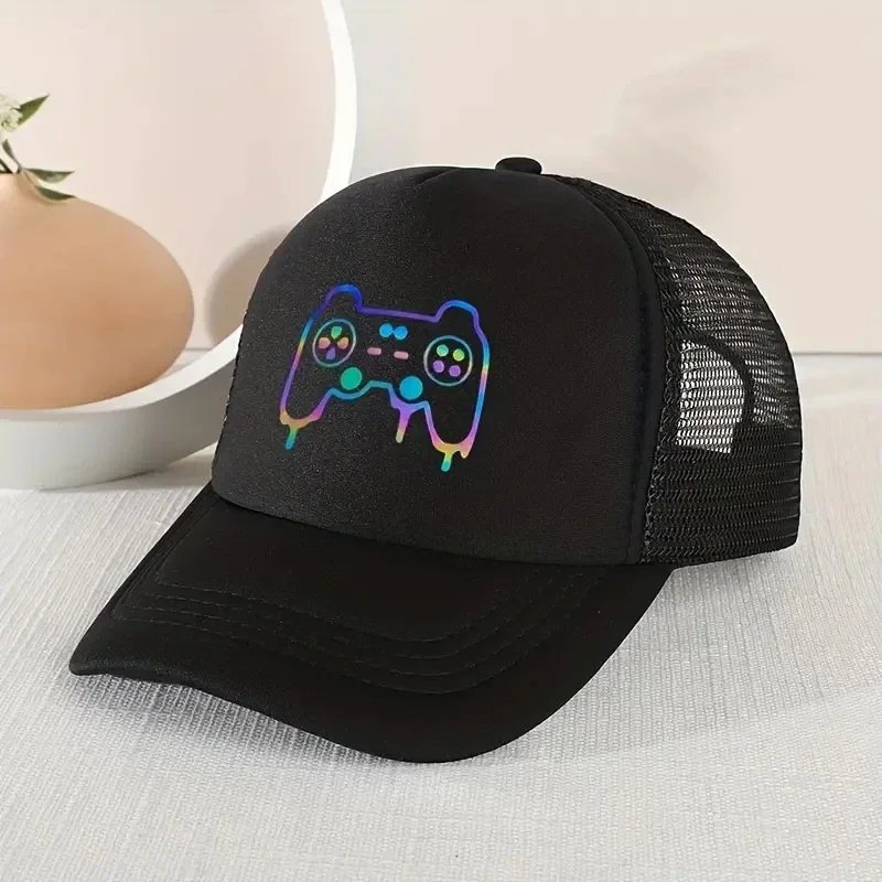 Casquette de Baseball pare-soleil décontractée pour enfants, 1 pièce, avec motif de manette de jeu pour jouer en plein air, chapeau d'impression amusant
