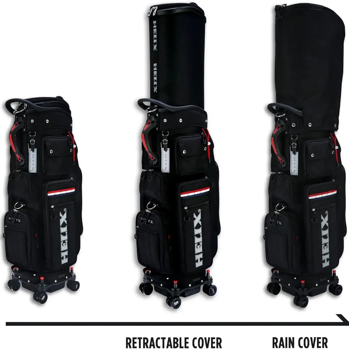 Helix Retractable Golf Bag with Wheels for Travel