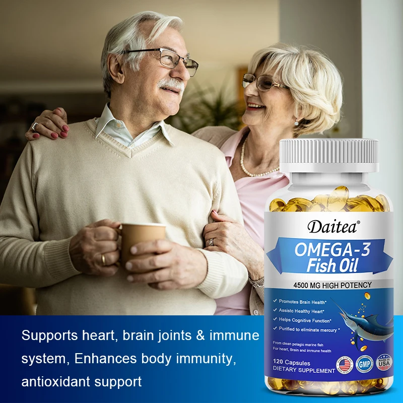 Daitea Fish Oil Capsules 4500mg support brain, eye, joint and skin health - Contains EPA + DHA 120 capsules