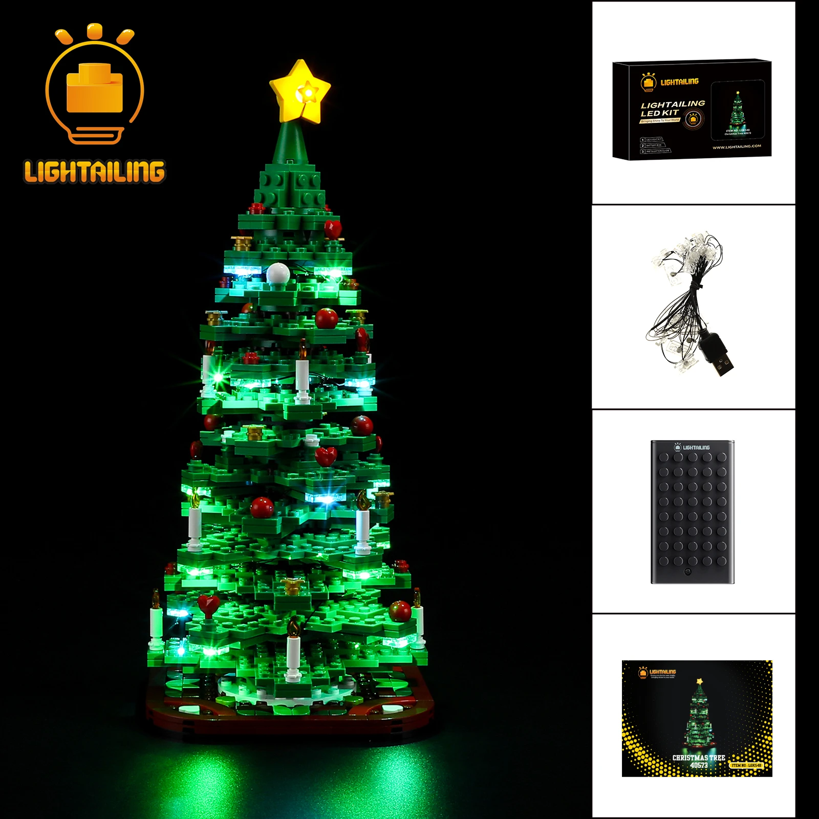 

LIGHTAILING LED Light Kit for 40573 Christmas Tree Building Blocks Set (NOT Include Model) Toys for Children