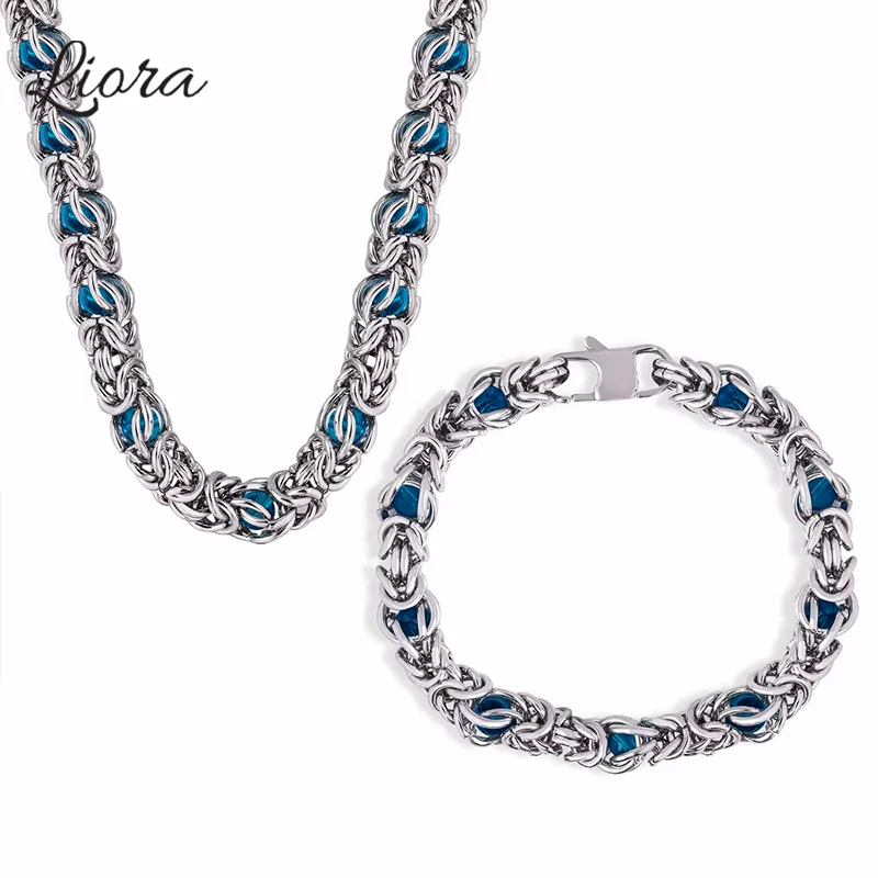 

Liora High Quality Stainless Steel Irregularly Chain Necklace Bracelet For Women Heavy Charm Party Jewelry Set Cool Girls Gifts