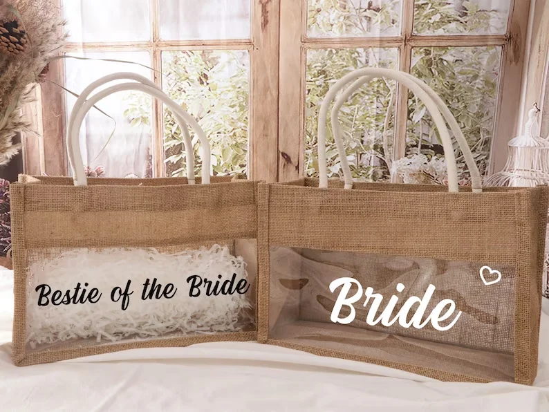 Personalized Burlap Gift Bags Custom Burlap Bag Tote Gift Bridesmaid Proposal Gift Custom Jute Tote Bags Beach Bachelorette Bag