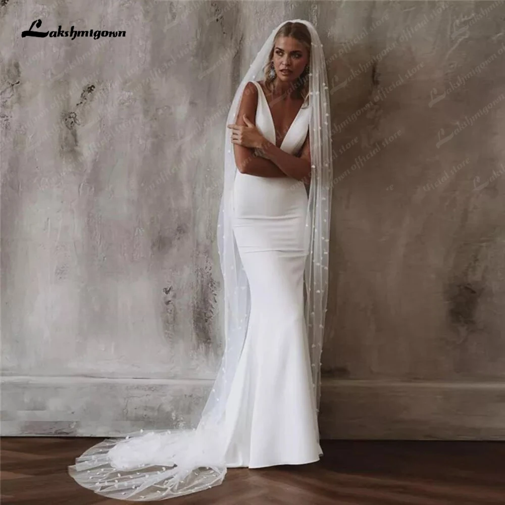 

Lakshmigown Simple Boho Mermaid Wedding Dresses 2024 Backless Crepe Sexy Bridal Gowns Bohemian Bride Dress Vestido De Noiva