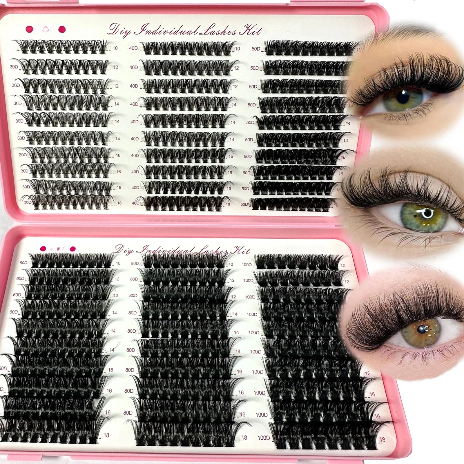 570/640 szt. Individul Claster Eyeash Grube i puszyste przedłużanie 30D/100D Mix długości DIY Cluster Lashes — zdjęcie 2