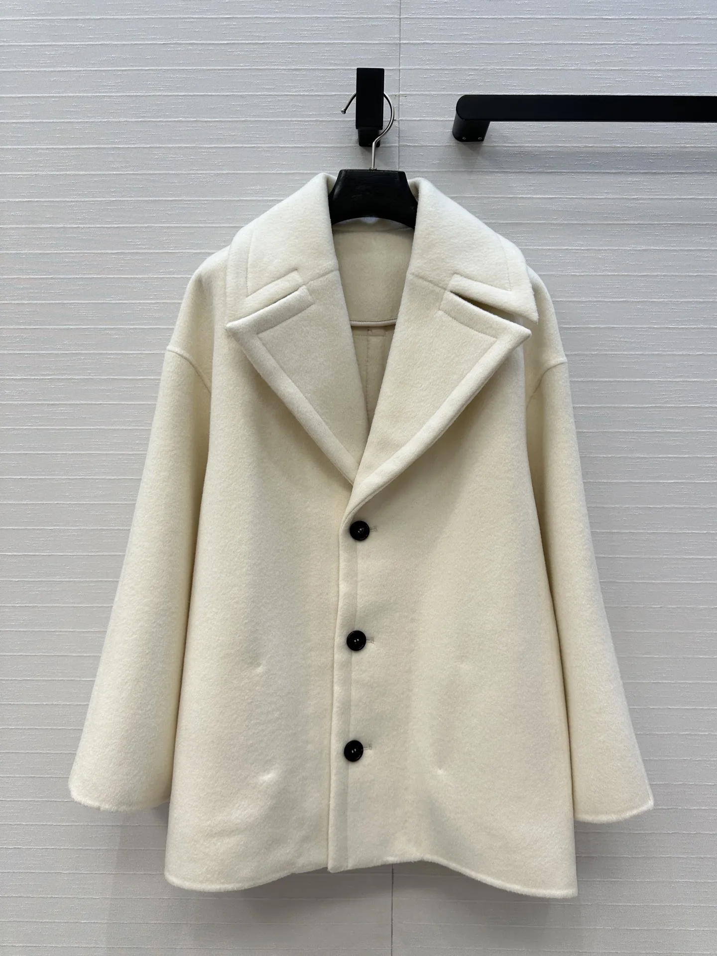 

2025 Women's Handmade Double-Faced Wool Coat Notch Lapel Cocoon Blazer Luxury Tweed Jacket Velvet Appliqué