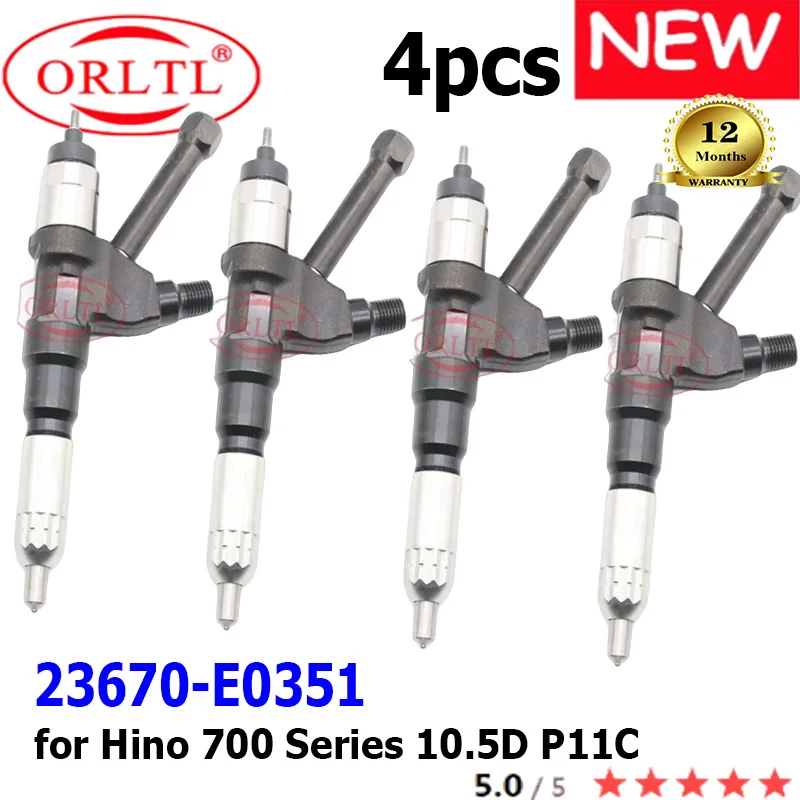 

4PCS NEW 23670-E0351 095000-5212 Genuine Fuel Injector 23670 E0351 23670E0351 for Hino 700 Series 10.5D P11C