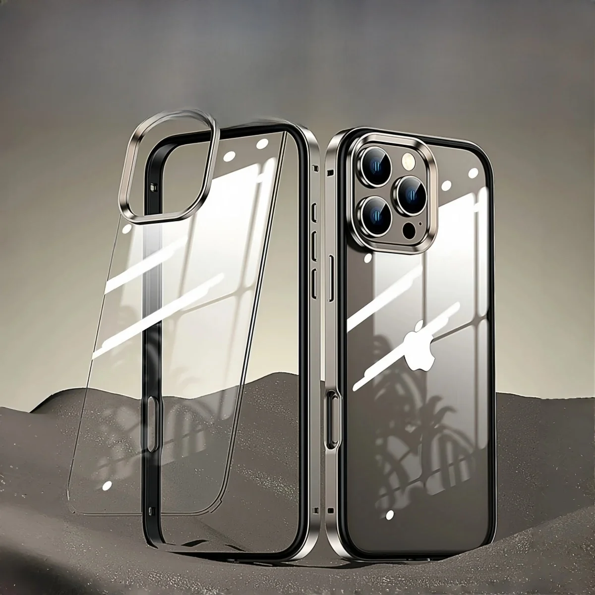 Luksusowe etui na telefon 2 w 1 z lekką metalową ramką aluminiową do iPhone'a 16 15 14 13 12 Pro Max Bumper Zdejmowana przezroczysta akrylowa tylna obudowa — zdjęcie produktu 7