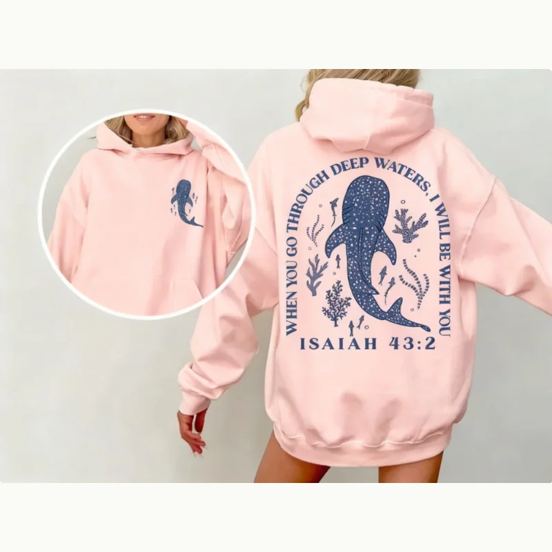 เสื้อฮู้ดลายฉลามวาฬ เสื้อสเวตเชิ้ตคอกลม ชุดสไตล์ตะวันตกสำหรับผู้หญิง ชุดคาวเกิร์ล เสื้อผ้าสไตล์ตะวันตก เสื้อท็อปส์แนวคันทรี