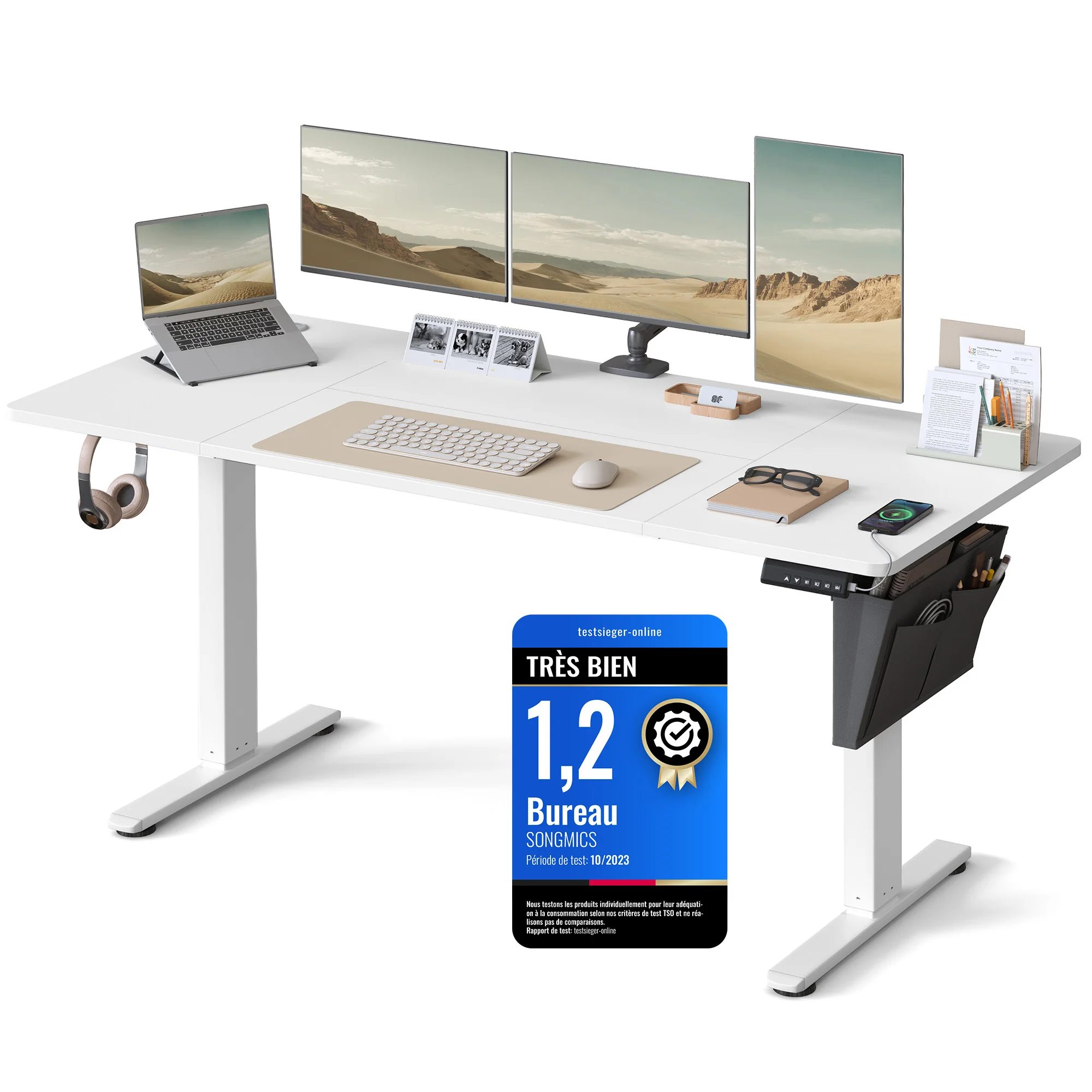 Escritorio Eléctrico Ajustable, Memoria 4 Alturas, Marrón Rústico ⚙️