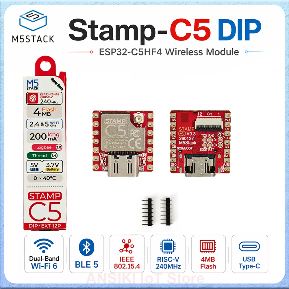 Smart Home Esp32 - M5Stack Stamp‑C5 DIP ESP32‑C5HF4 IoT Module